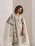3 Pc SET - Fawn Beaded and Embroidered Organza Kurta and Border Dupatta with Pyjama